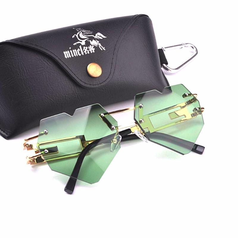 

MINCL/love heart sunglasses 2020 candy color green red transparent frame heart shape sun glasses rimless party women glasses FML