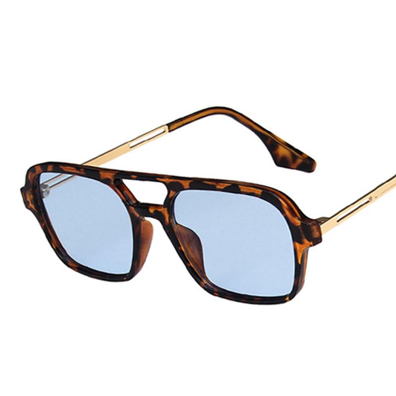 Sunglasses Square Men Women Vintage Blue Leopard Sun Glasses Male Female Clear Lens Fashoin Retro Brand Eyeglasses