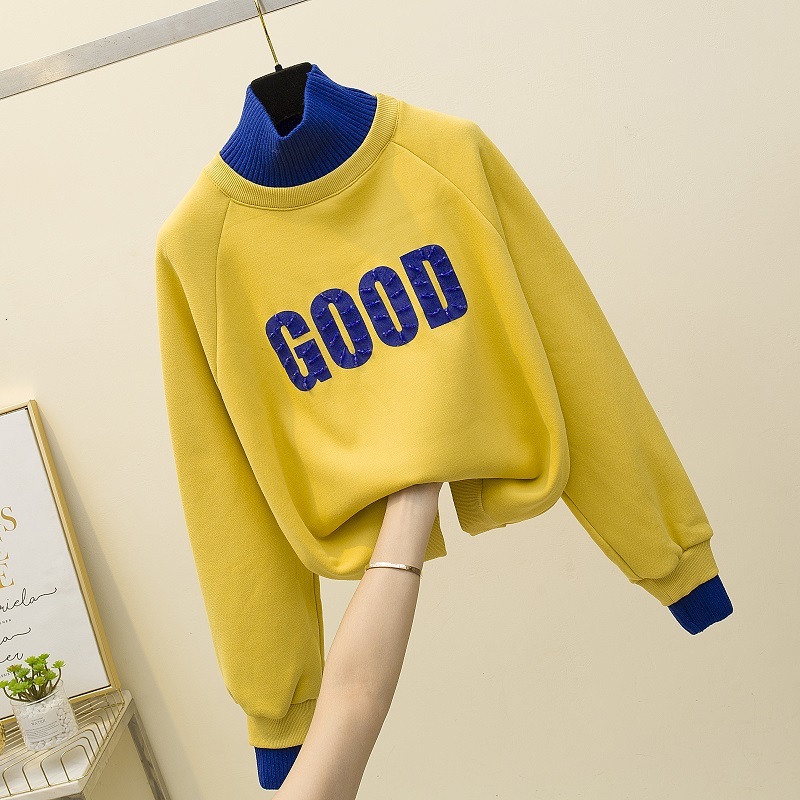 

Yellow Turtleneck Sweater for Woman 2021 Winter Streetwear Kpop Style Jumper 02bq