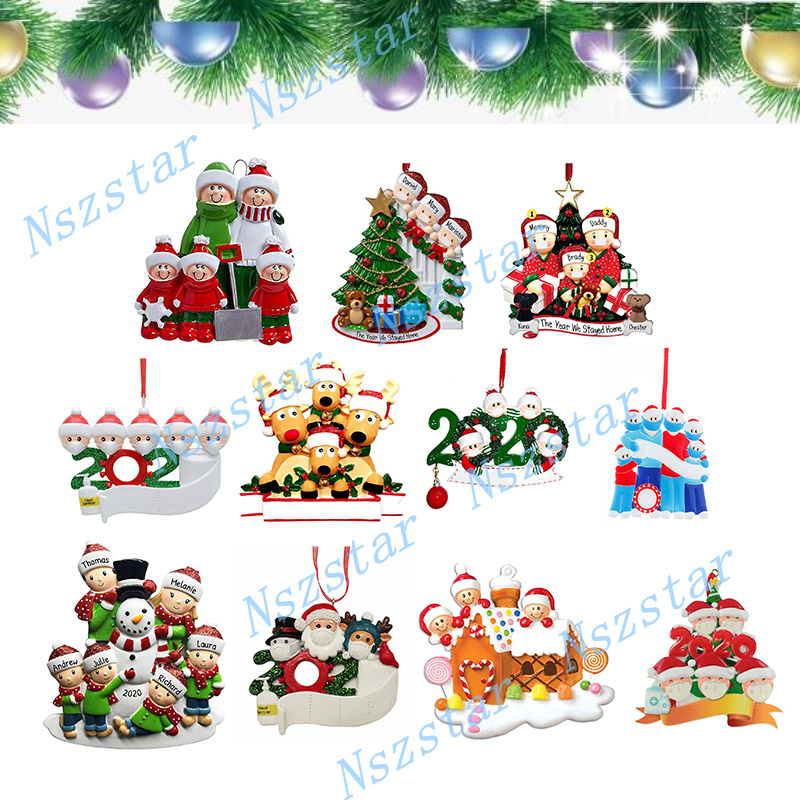 

12 Style Christmas Ornament DIY Greeting 2020 Survivor Family Quarantine Xmas Party Pandemic Social Distancing New Year Tree Pendant DHL