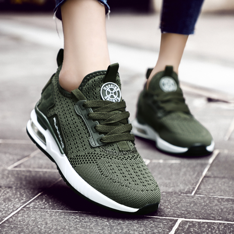 

High Quality Brand Women's Super Light run Shoes Women Air Cuhsion Mesh Breathable Sneakers Jogging Sport Shoes Couple Athletic Shoes Men, Black