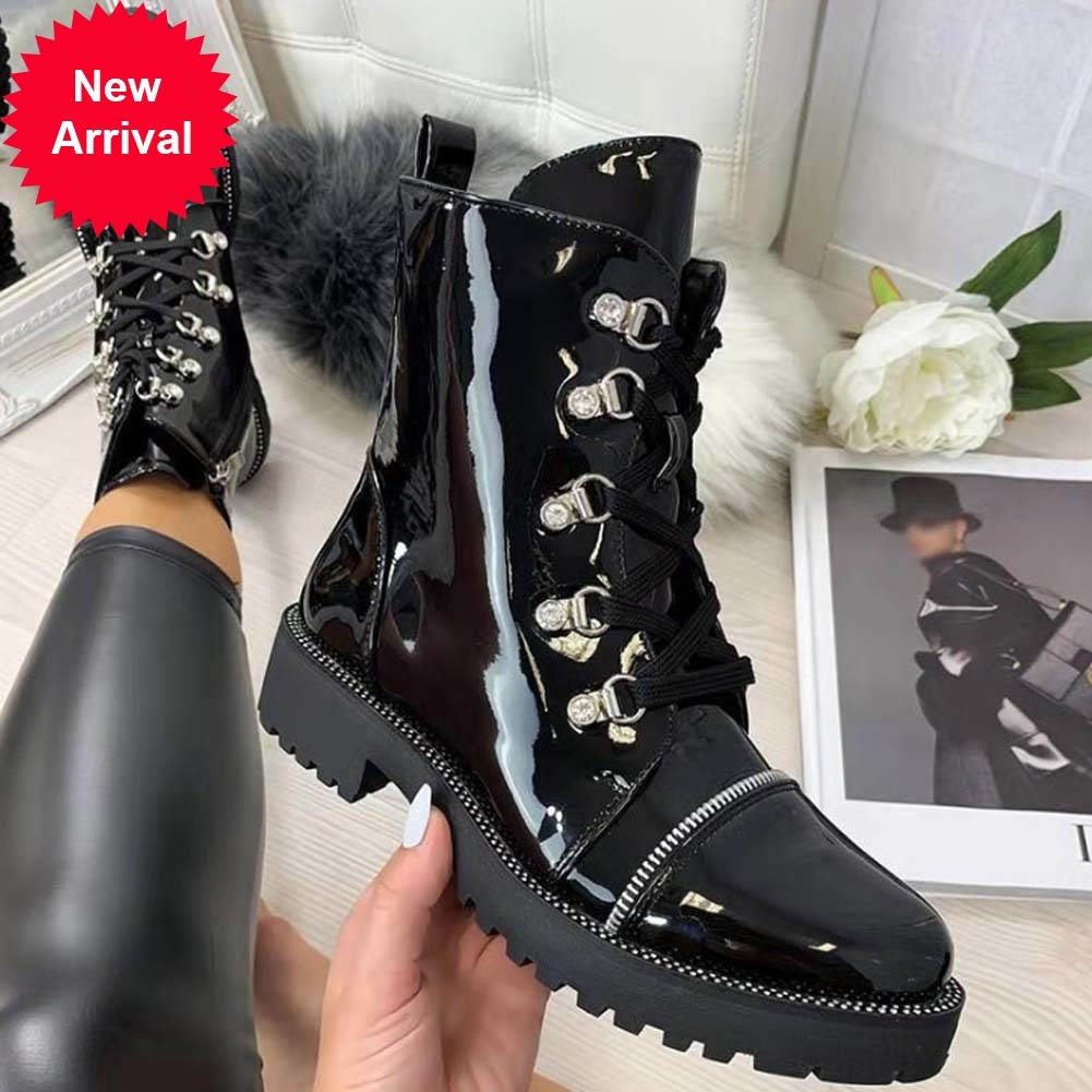 

2021 The New Big Size 35-43 New Ladies Chunky Heels Fashion Zip Women's Boots or Woman's Shoes 5t9t, Black matte