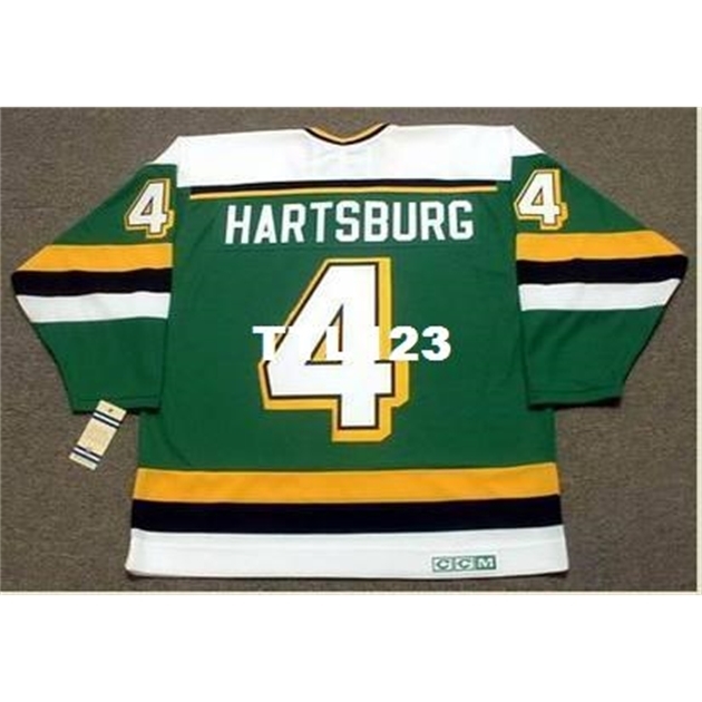 

740 #4 CRAIG HARTSBURG Minnesota North Stars 1988 CCM Vintage Hockey Jersey or custom any name or number retro Jersey, Green