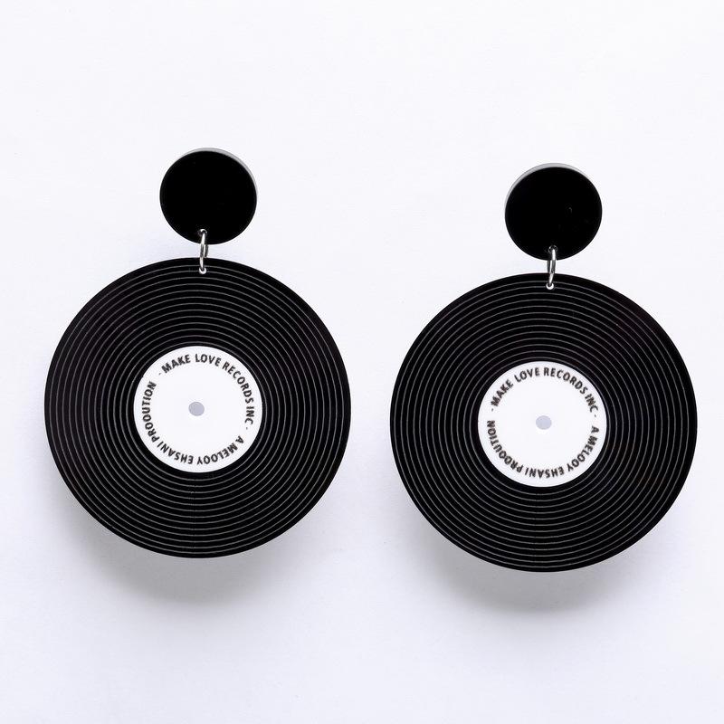 

Vintage Black Vinyl Records Drop Earrings For Women Acrylic Transparent Round Record Dangle Earrings Gift