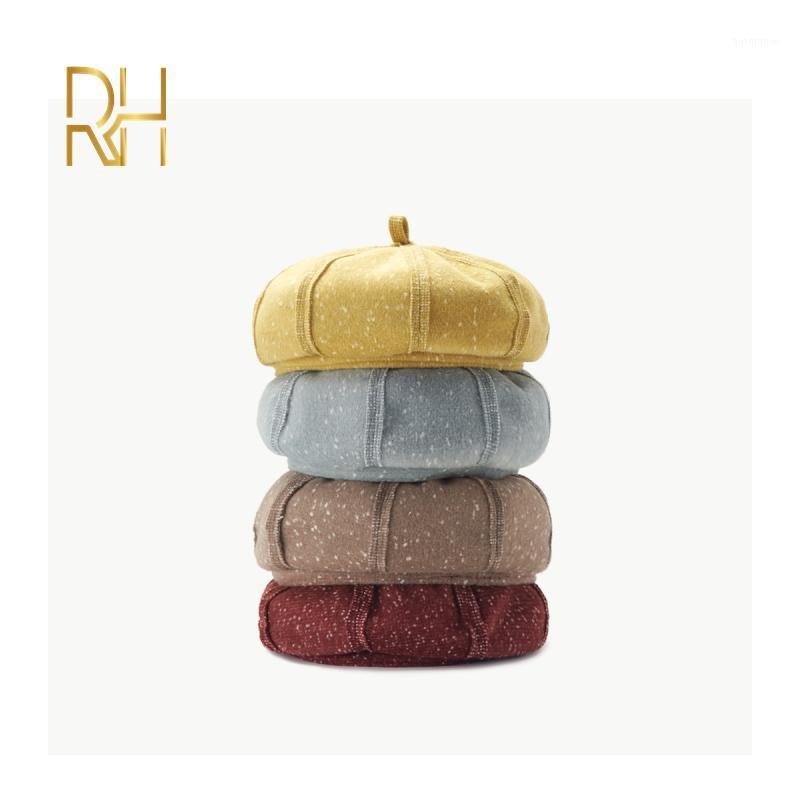

Lady Spring Winter Berets Hat Painter Hat Women Felt Vintage Berets Solid Color Caps Female Bonnet Warm Pumpkin Cap RH1, Black