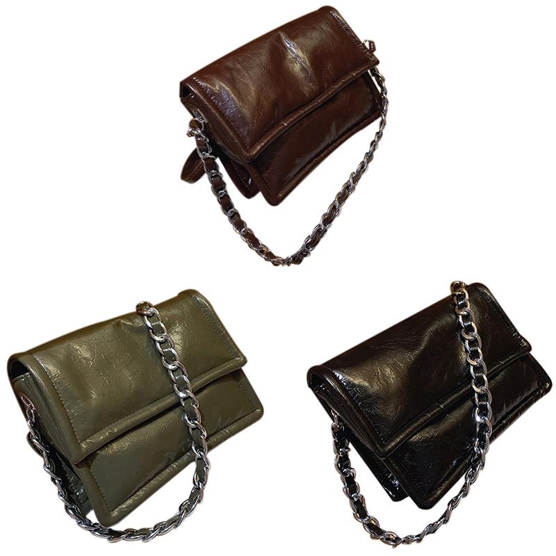 

Soft PU Leather Crossbody Bag Women'S Chain Design Shoulder Messenger Bag Women'S Small Handbag, Black