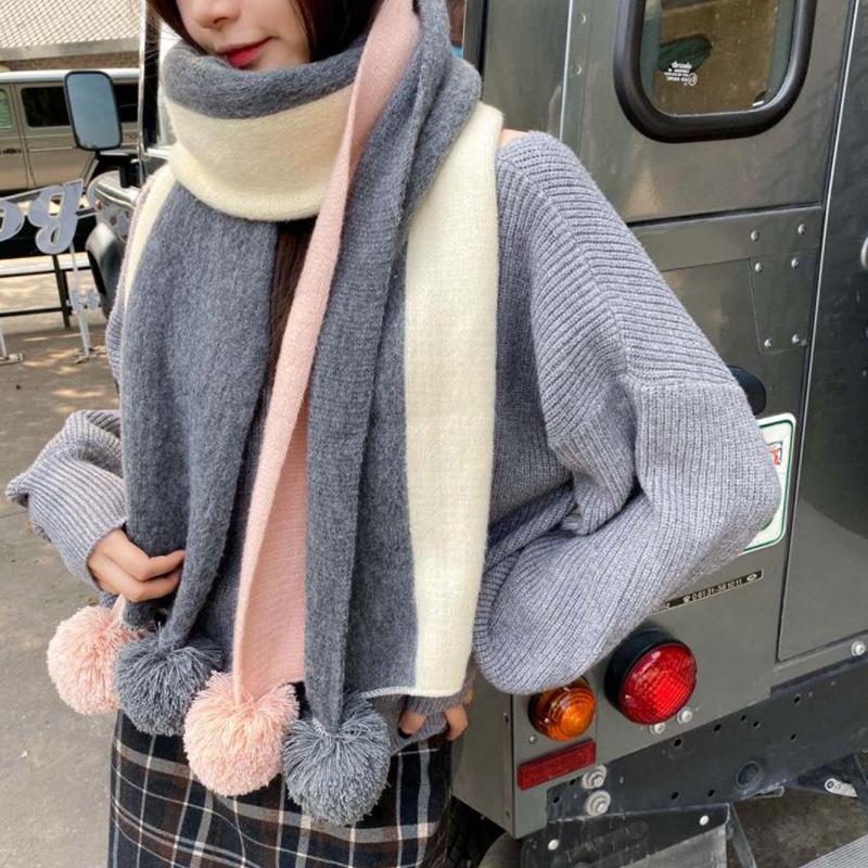 

Scarves Scarf Female Winter Korean Imitation Cashmere Color Matching Shawl Cape Autumn And Thicked Warm Foulard Femme Brand