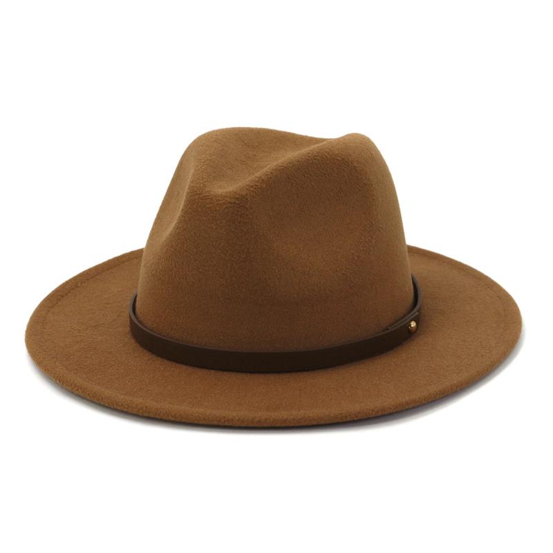 

Fashion Classics British Style Solid Women Men Autumn And Winter Wool Felt Fedora Hat Outdoor Sunshade Vintage Jazz Top Cap, 18