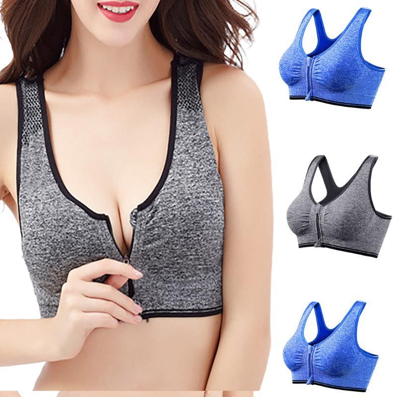 

Hot Women Zipper Push Up Sports Bras Vest Underwear Shockproof Breathable Gym Fitness Athletic Running Yoga Sport Tops