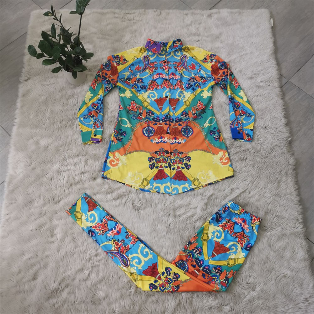 

Fashion Women's Suits with Hot Sale Digital Printing designer Style Two Pieces Suit Tracksuit Women Winter Outfits Women Clothing, As picture