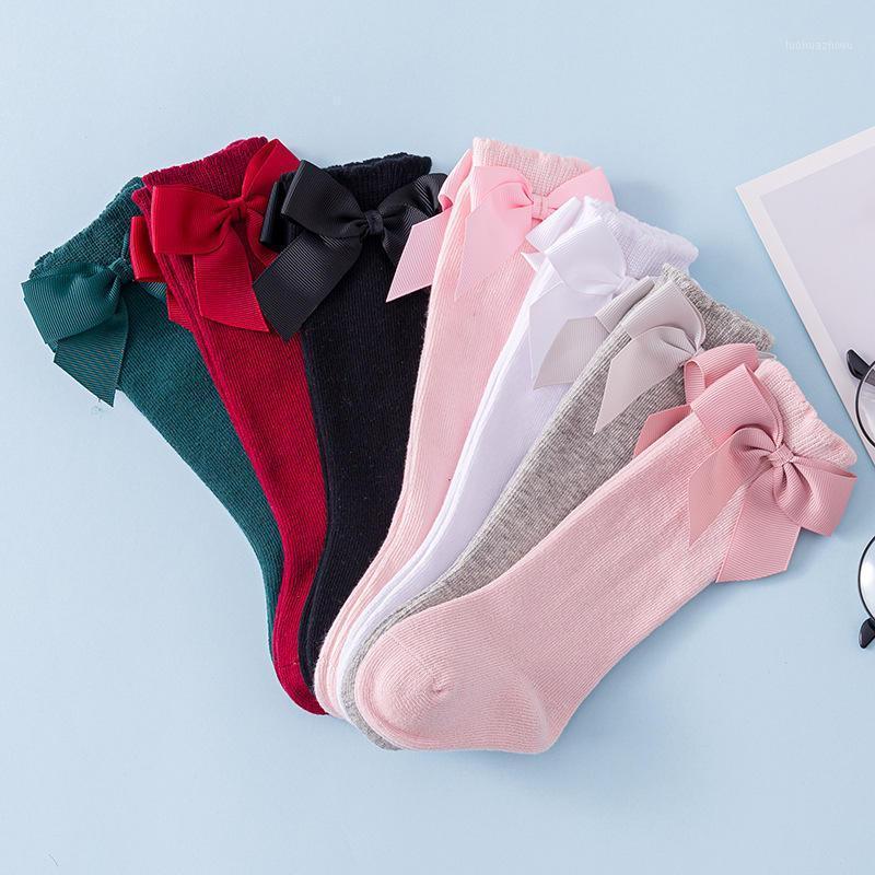 

Autumn and Winter Baby Socks Knee High Cotton Spanish Style Big Bow Floor Socks Kids For Boys Girls 0-3 years1, Black