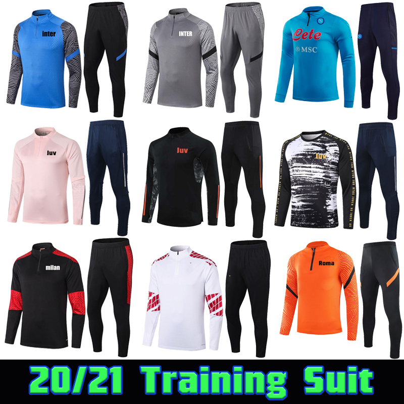 

INTER 2020 2021 AC Tracksuit Uniforms LUKAKU Napoli roma jersey MILAN Soccer jersey Chandal 20 21 italy Football Training Suit Survetement Kit, 2021 inter blue