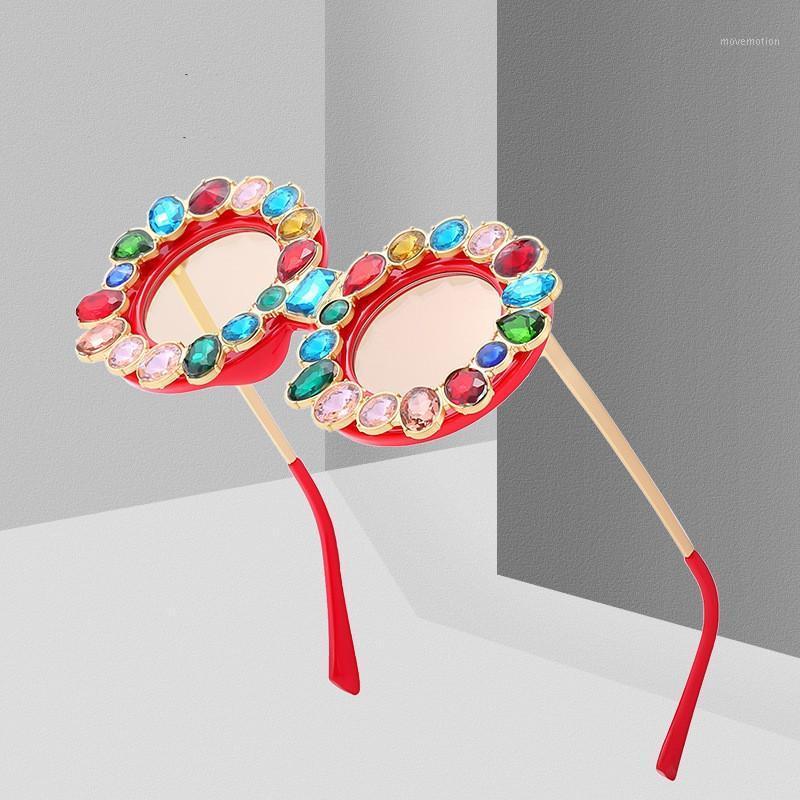 

MYT_0138 Round Diamond-encrusted Sunglasses Women Lady Europe Street Photo Sunglasses Eyewear Sun Glasses Oval Oculos UV4001