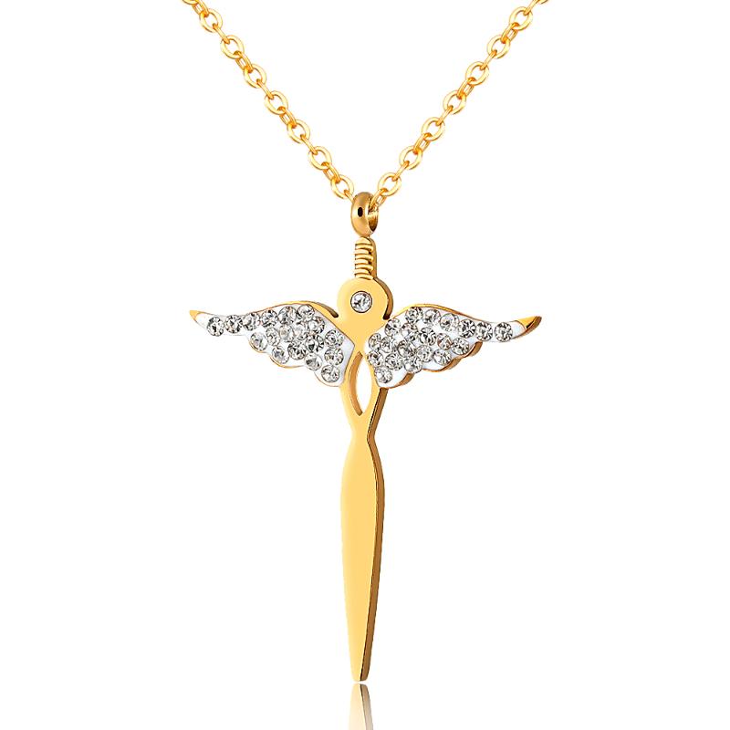 

Pendant Necklaces FYSARA Fashion Angel Winged Desigh Zircon Stone Gold Silver Necklace Jewelry Gift For Women Birthday