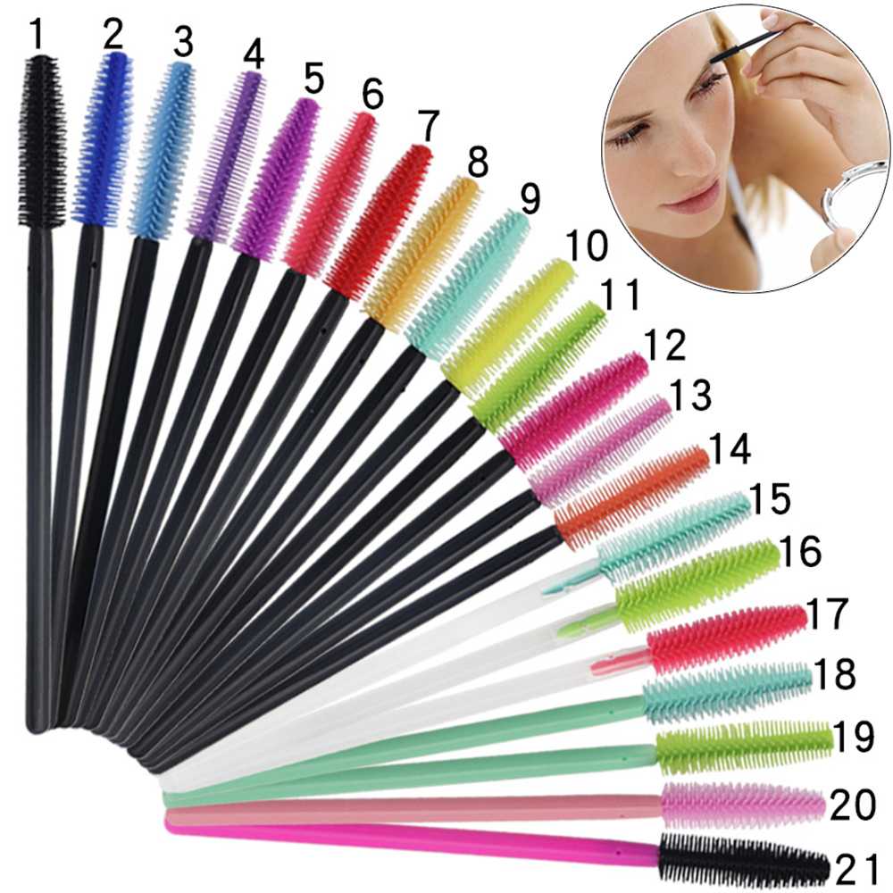 

New 50Pcs/Set Makeup Cosmetic Tool 21 Colors l Disposable Mascara Wands Applicator Eyelash Extension Brushes Mascara Brush