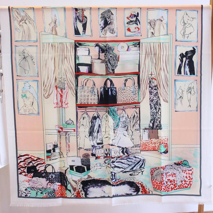 

Fashion Cloakroom Print Super Fine Pure 300 Cashmere Scarf Match Wraps Big Scarves Multi Function Drop Shipping YR37