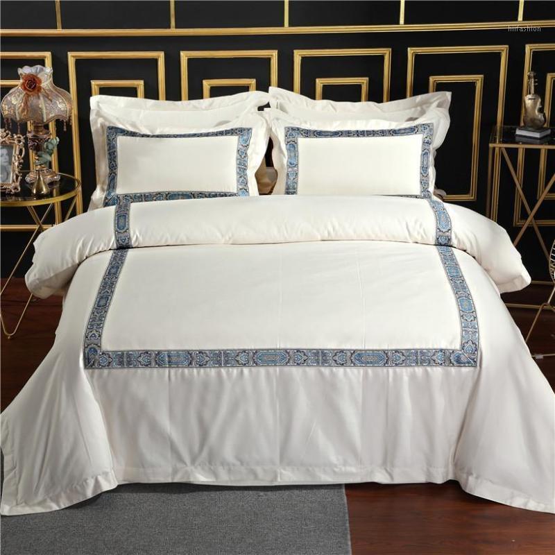 

J5 600TC Cotton Nature White JPcs King Queen size Soft Duvet cover Fitted sheet or Bed Sheet set Hotel style Bedding Set1, Color 7