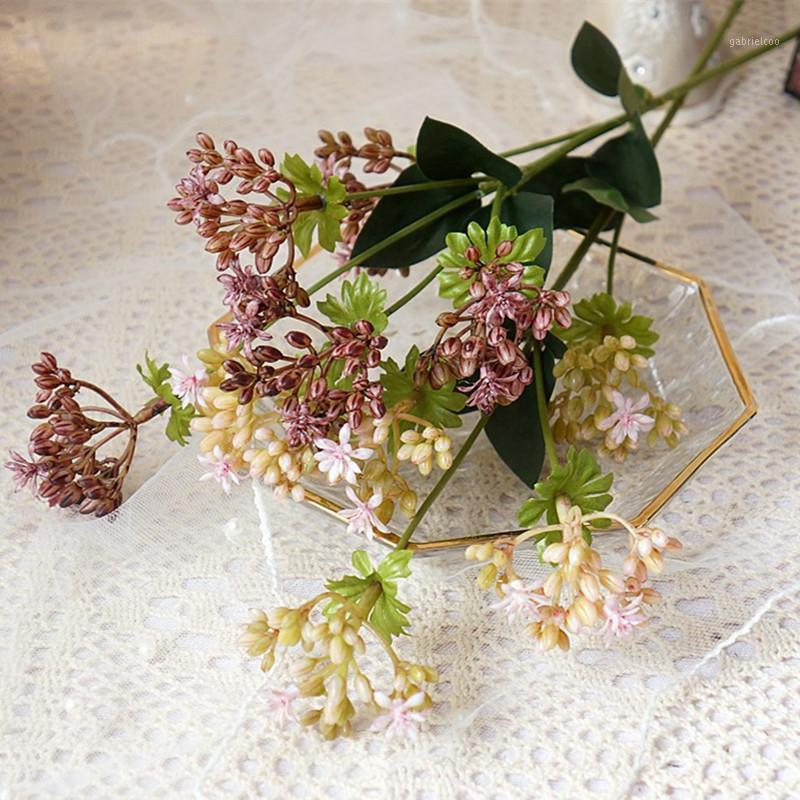 

Simulation fruit branch with green leaves plastic artificial flowers home garden decoration flower arrangement accessories1, Purple