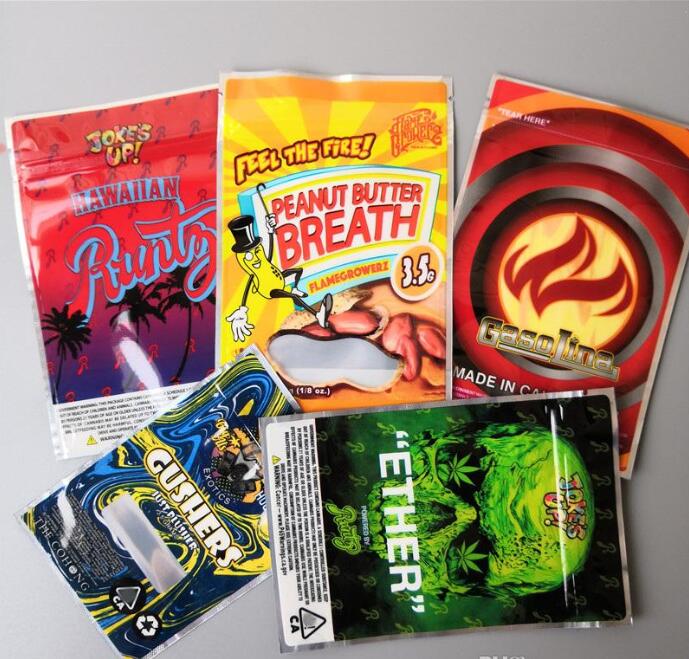 

HAWAIIAN Runtz Peanut Butter Breath Smell Proof Mylar Bags ETHER Gasolina Runtz Stand UpPackaging Bags For Dry Herb