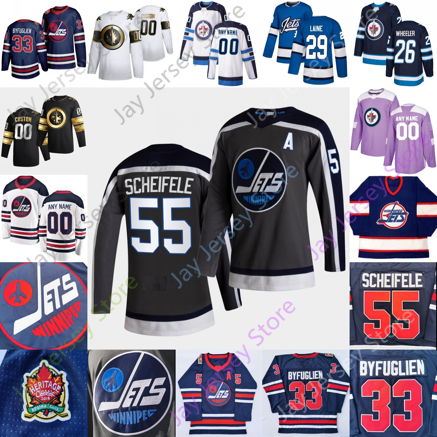 

Winnipeg Jets Ice Hockey Jersey Kyle Connor Anton Forsberg Mark Scheifele Blake Wheeler Nikolaj Ehlers Pionk Morrissey Appleton Beaulieu, Women navy