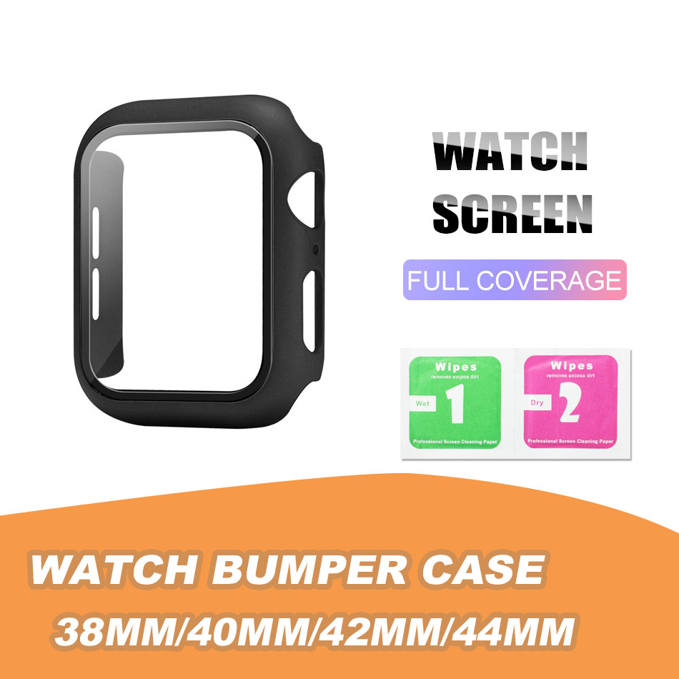 

Matte Hard Watch Case with Screen Protector for Apple iwatch Series 8/7/5/4/3/2/1 Ultra Full Coverage Case 38 40 42 44mm 41mm 45mm 49mm in Retail Box, Mixed color