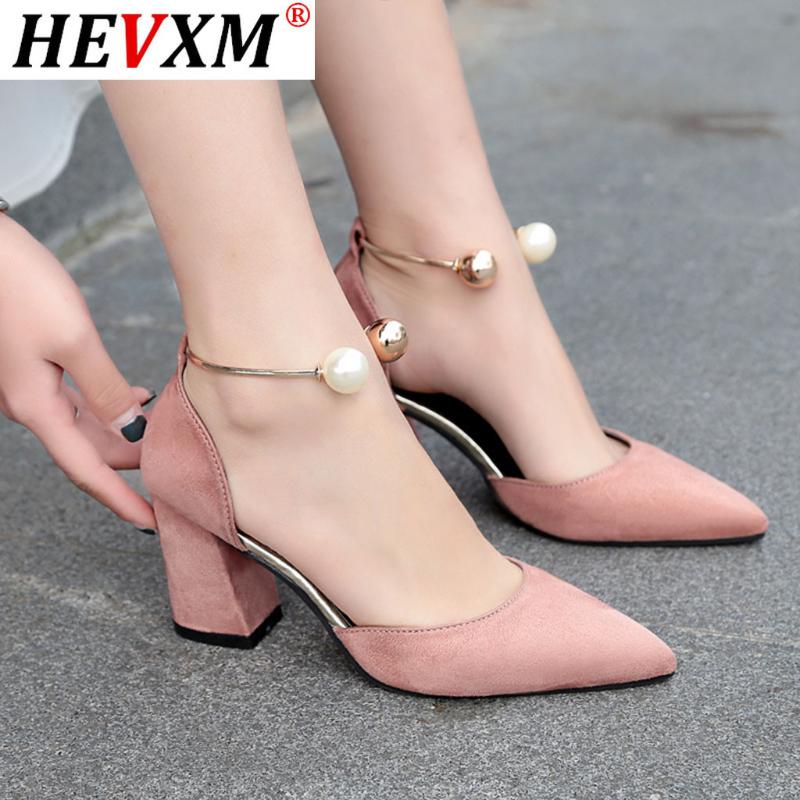 

Women Ladies Spring Summer Fashion pearl ring Solid color Causal Single Shoes Sandals Thick Heels Women Party Shoes 2021, Beige