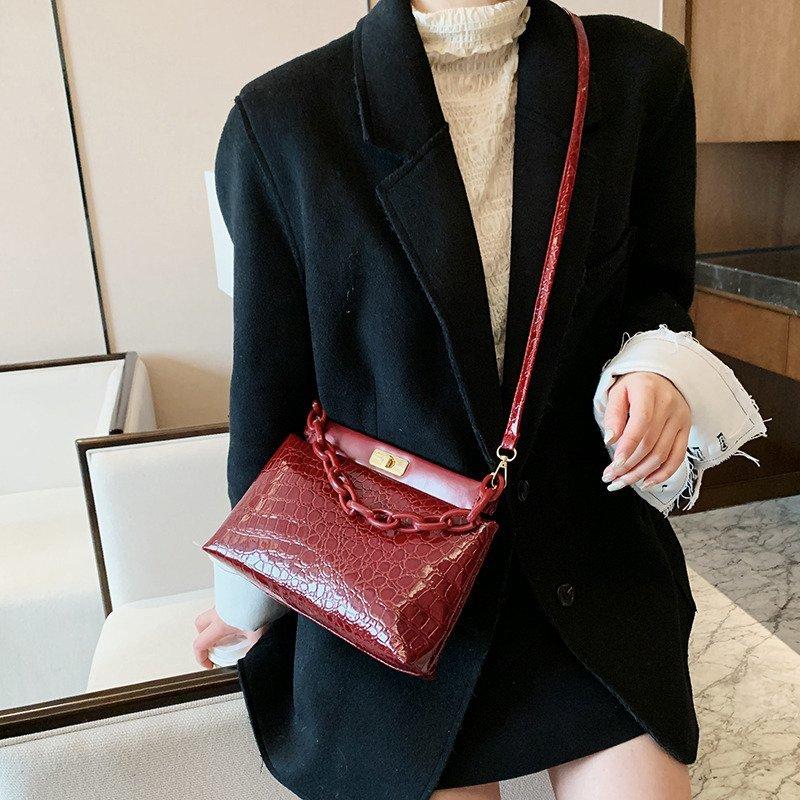 

Bags for Women Grils 2021 New Crocodile Pattern Handbag PU Fashion Shoulder Bag Messenger Bag Accept Dropshipping, Black