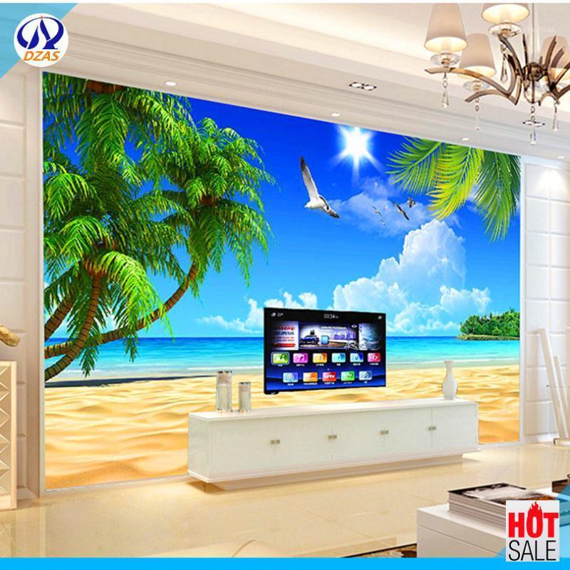 

2020 Mediterranean Sea Beach seaview Large wallpaper mural TV background wallpaper living room sofaAS-CX 8D film Wall mural1, 2402