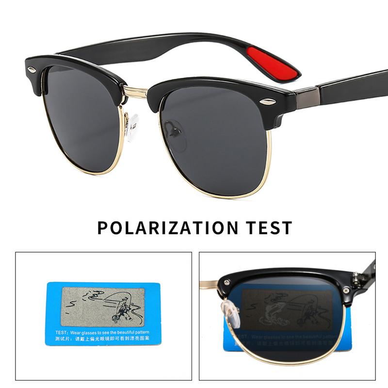 Sunglasses Classic Semi-Rimless Men Square Polarized Driving Luxury Retro Male Glasses Fishing Eyewear