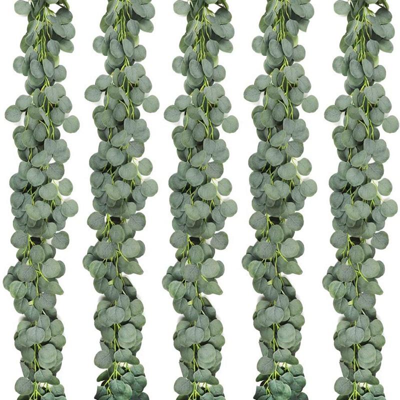 

5 Packs of Artificial Eucalyptus Wreath Greening Eucalyptus Vines for Wedding Banquet Garden Decoration, Green
