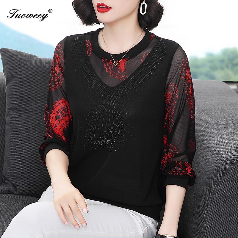 

2020 autumn style Womens Korea Fashion Blouses long Sleeve Blusas Chiffon plus size 4xl Shirts Lace Plus Size blouse S-4XL, Red