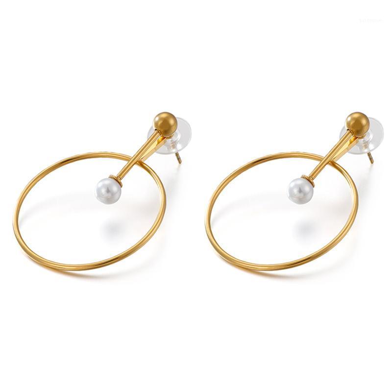

New Three Colors Hoop Earrings For Women Classic Stainless Steel & Simulated -Pearl Big Round Women Earrings Jewelry Gifts1