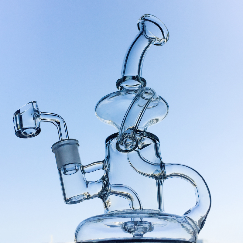 

Newest Klein Tornado Percolator Glass Bong 8 Inch Recycler Water Pipes 14mm Female Joint Oil Dab Rigs With Quartz Banger Or Bowl