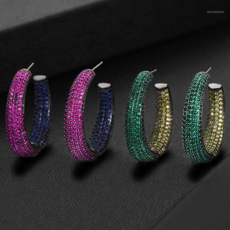 

GODKI 2020 Trendy Multicolor CZ Hoop Earrings Dubai Colorful Women Bridal Wedding Jewelry Aperture Earring pulseras mujer moda1