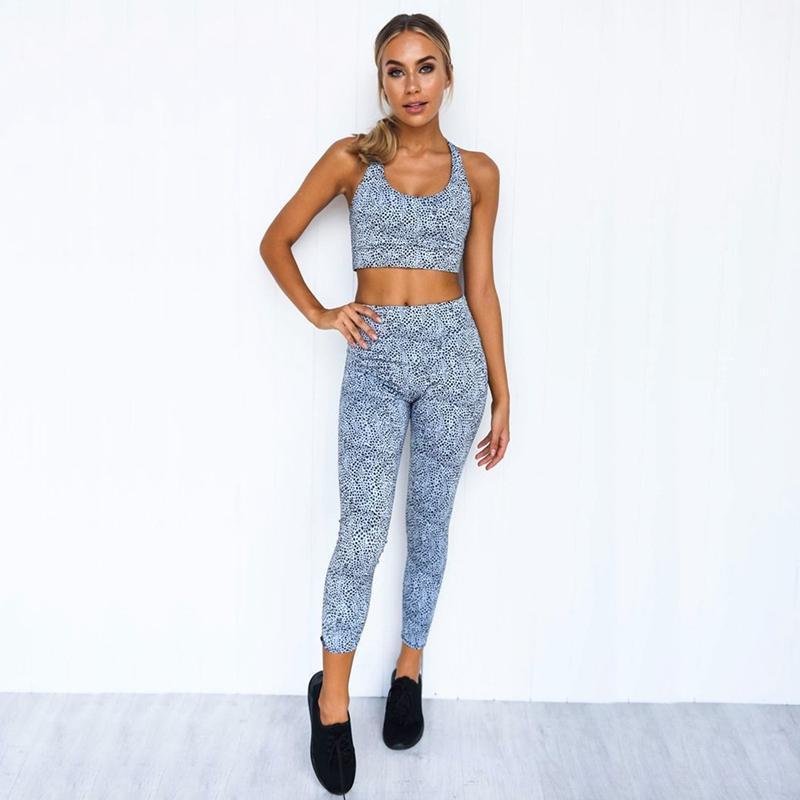

Dot Printed Yoga Set High Quality Gym Suit Fitness Clothing Push Up Padded Yoga Bra And Sport Leggings Workout Dancing Wear1, Blue