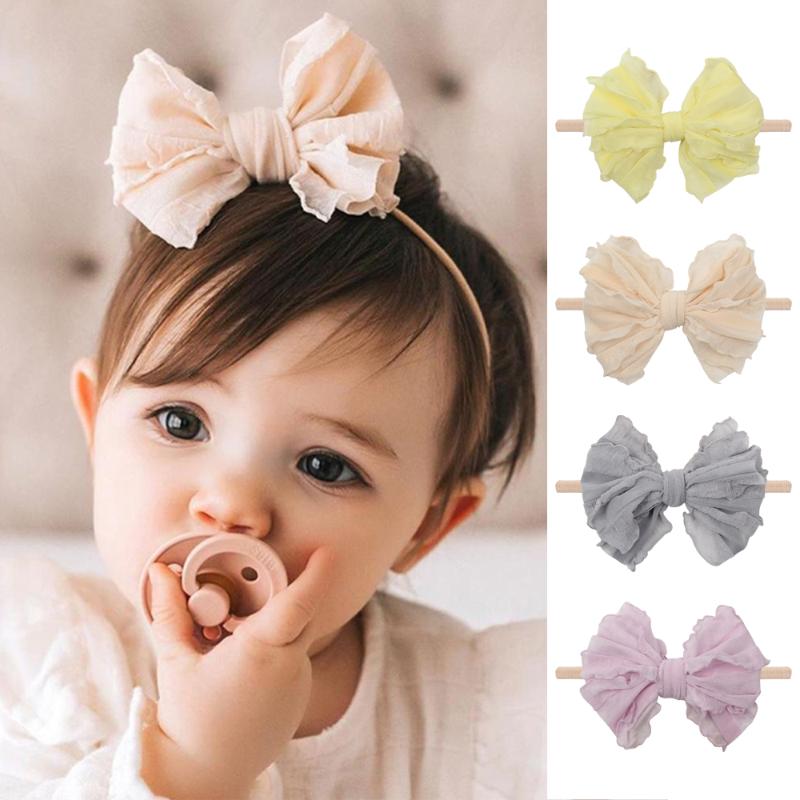 

Cute Bow Baby Headbands Soft Lace Nylon Baby Girl Hairband Newborn Princess Head Wrap Infant Hairbows