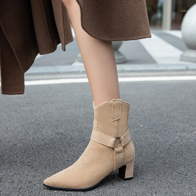 

Shoes Pointy Boot Zipper Luxury Designer Round Toe Pointe Mid Calf Fashion Mid-Calf Rubber Ladies Leather Low Flock Basic1
