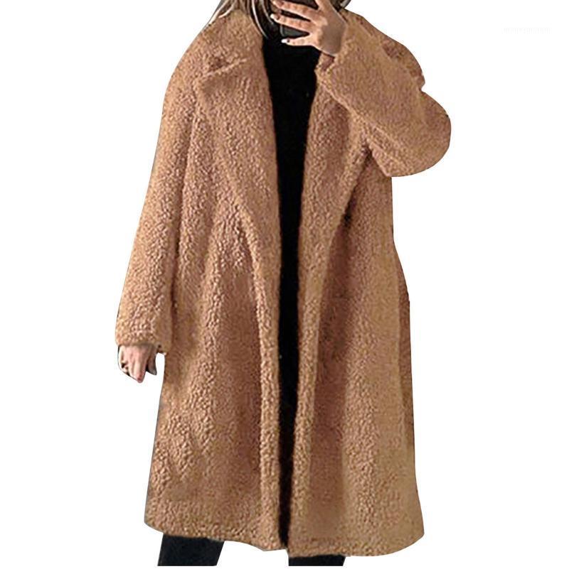 

Womens Elegant Woman Long Sleeve Winter Keep warm Coats Ladies Warm Artificial Plush Overcoat Winter Jacket Outerwear1, Kh
