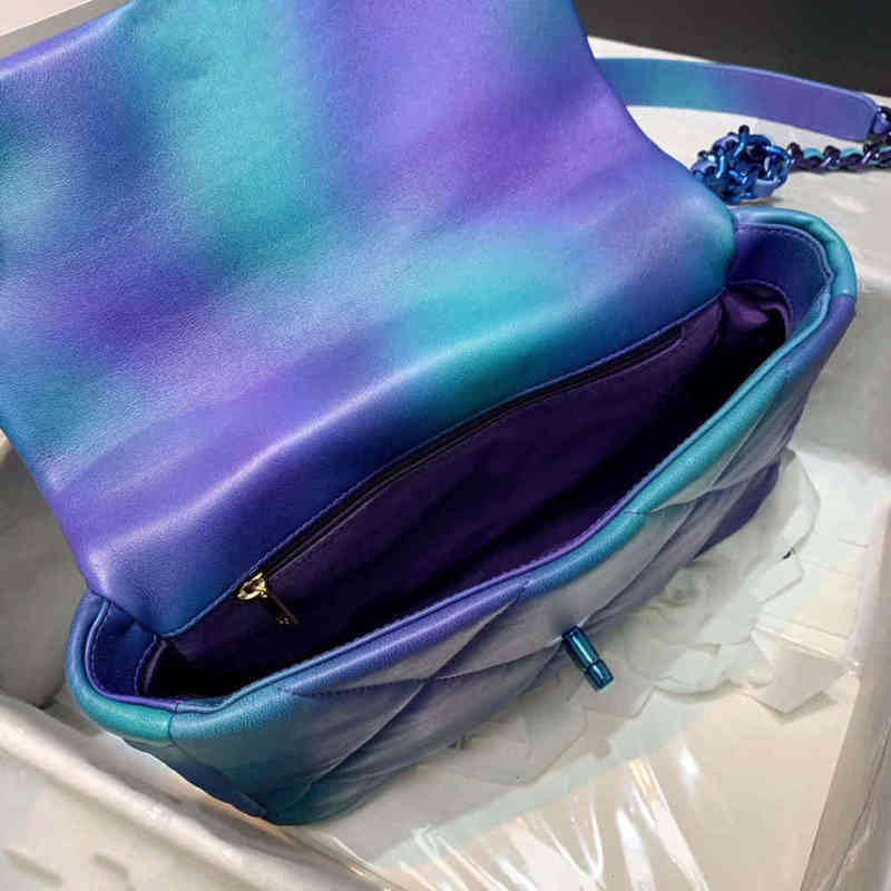 

tie dyed calf flap bag 19 series purple genuine leather handbag shoulder Fashion Luxury designer Luxury goods Send the original box, Lavender