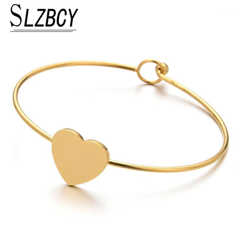 

Charm Bracelets Stainless Steel Heart Wire Bangles For Women Gold Silver Color Open Bracelet Jewelry Gifts Fashion Pulseiras1