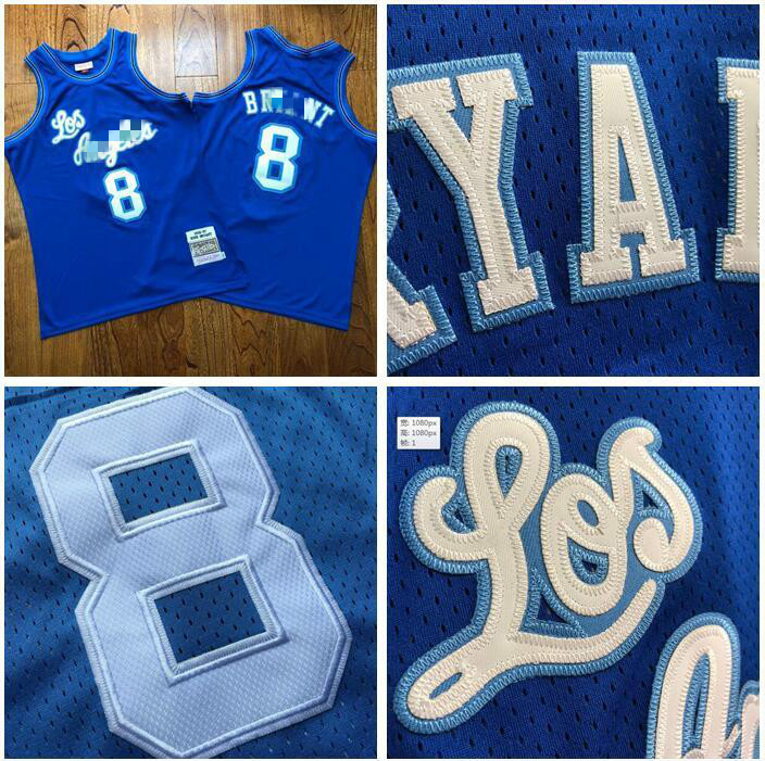 

Men Los Angeles Lakers Kobe Bryant Mitchell & Ness 1996-97 blue Hardwoods Classics Player Jersey, Black;red