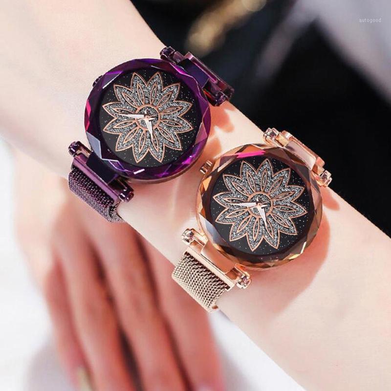 

Wristwatches Fashion Women Flower Rhinestone Round Dial Mesh Band Analog Quartz Wrist Watch Alloy Color Matching Ladies Watches1, Black