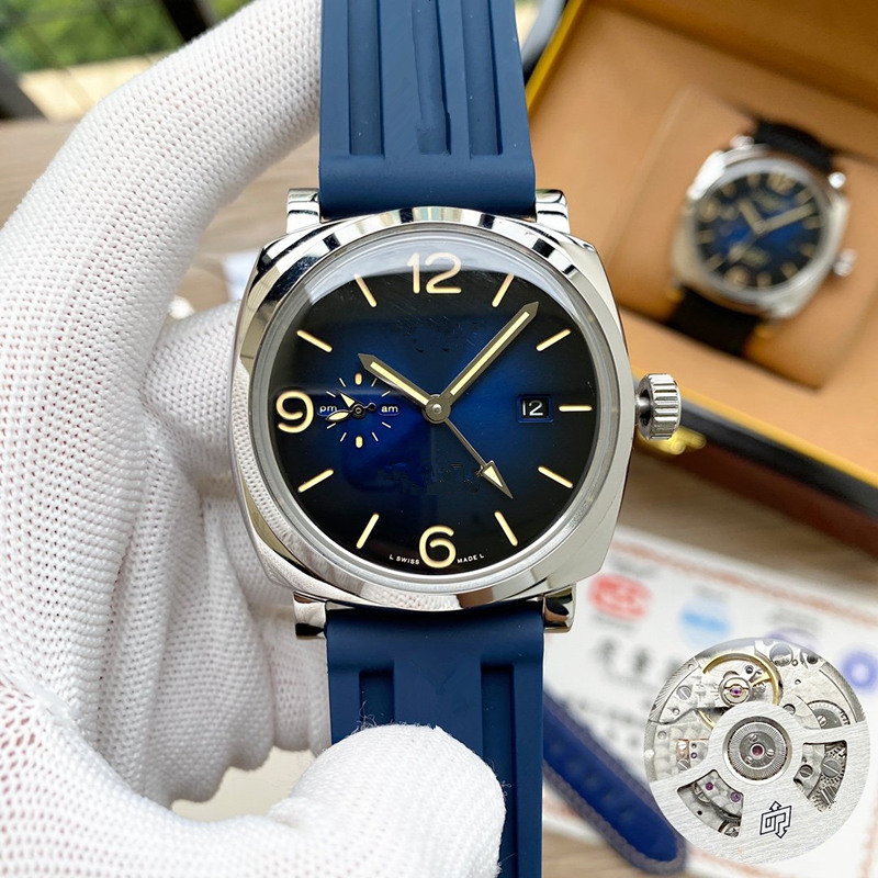 

Wristwatches 45mm PAM Leather Watches 316L Stainless Steel For Man Blue Color Automatic Waterproof Colors Designer, Customize
