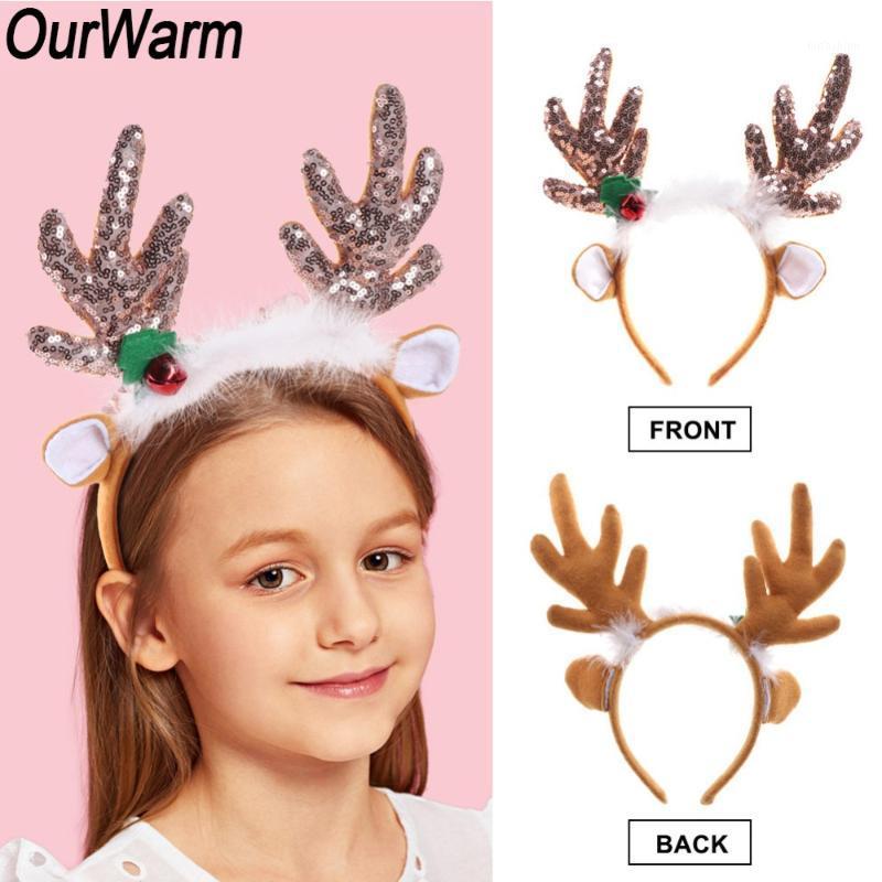 

OurWarm Brown Christmas Reindeer Antlers Hair Hoop Kid Christmas Headband For Children Adult Xmas Party Birthday Ears Decoration1