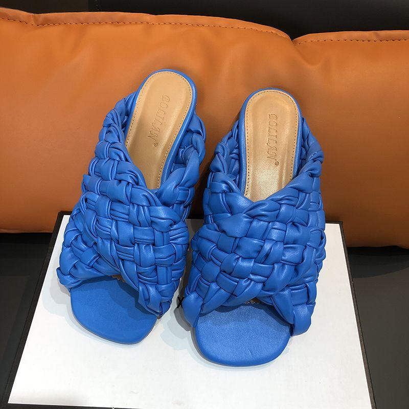 

Big Size 35-42 Summer Women Slipper Brand Weave Ladies Sandal Shoes Low Open Toe Flat Casual Slides Beach Flip Flops, Black