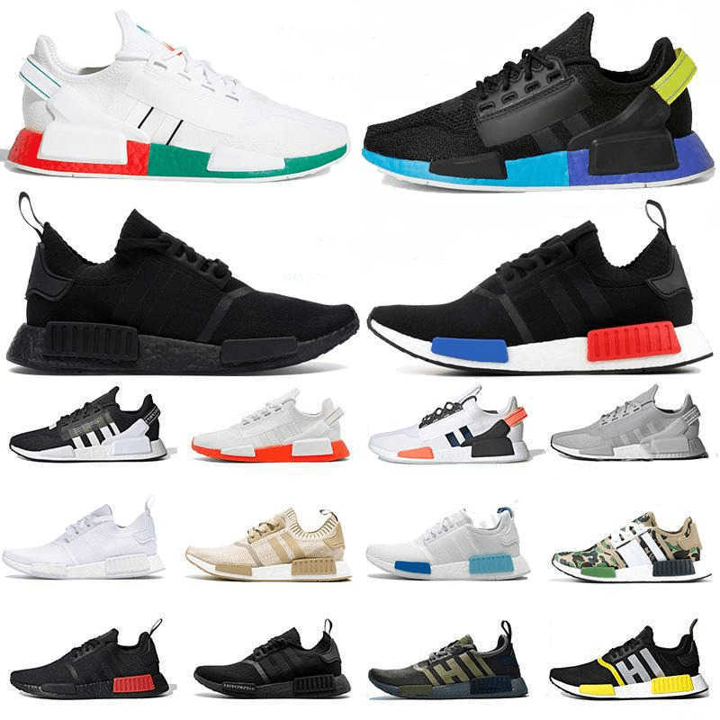 

2022 new high quality Running Shoes R1 V2 runner PK Sneakers black white blue metallic gold Carbon Shock Yellow mexico city Munich Olive Oreo men women trainers sports