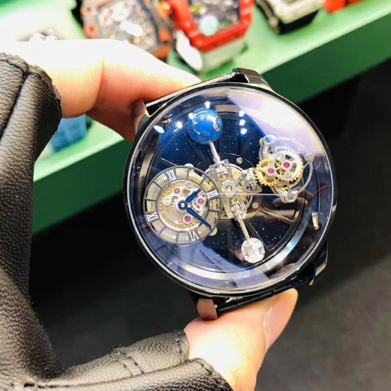 

Precious Men's Wristwatch Swiss Quar-tz Movement Blue-light Crystal Glass Phantom 316 Steel Leather Strap Pin Buckle Watches JKB1250