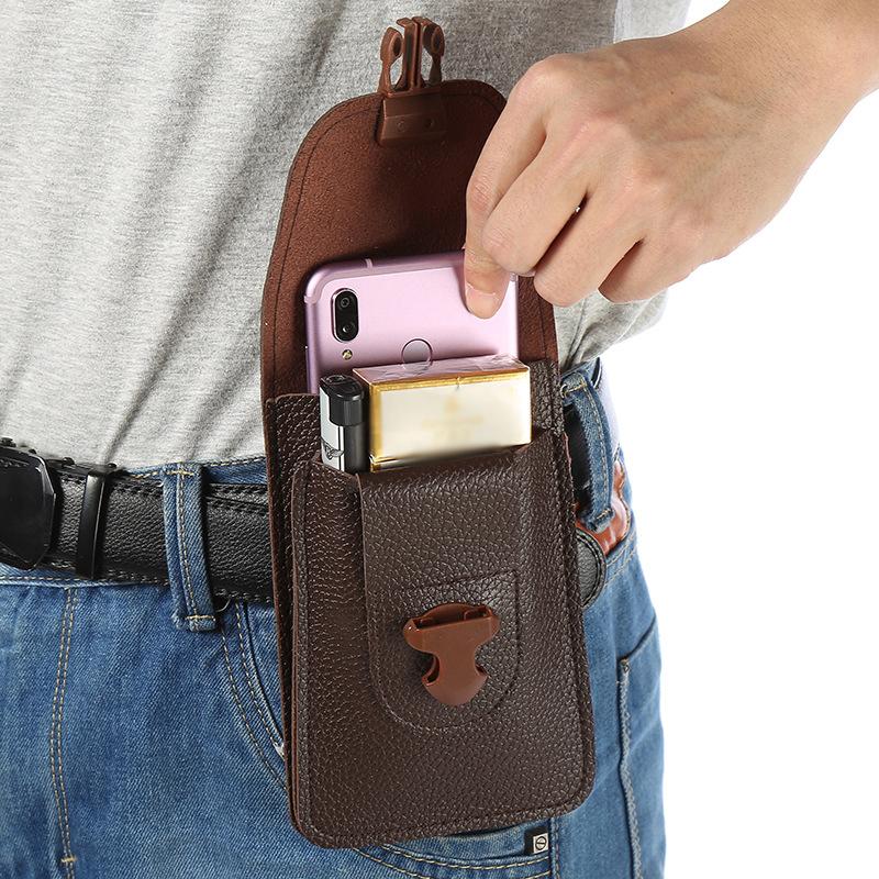 

Men Cellphone Loop Holster Case Belt Waist Bag Props PU Leather Purse Phone Wallet Card Holder Bags, Brown