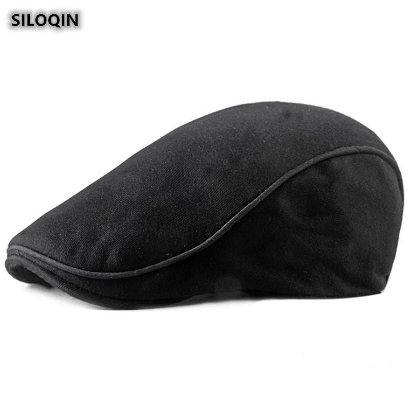 

Berets SILOQIN Beret For Women Autumn Fashion Cotton Men Adjustable Size Simple Trend Leisure Tongue Caps Unisex Brand Hats, Black