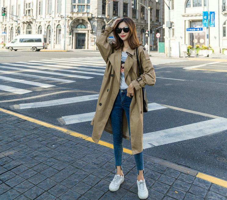 

Long Youth Solid-colored Section Women' Spring Was Thin Sleeve Windbreaker 672j, Haji